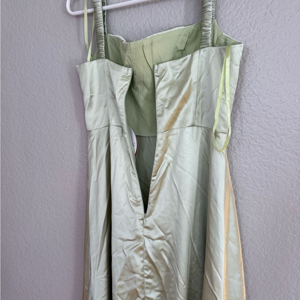 Selfie Leslie Belle De Jour Flounce Hem Midi Dress Pistachio Sage High Low Dress - Picture 7 of 8